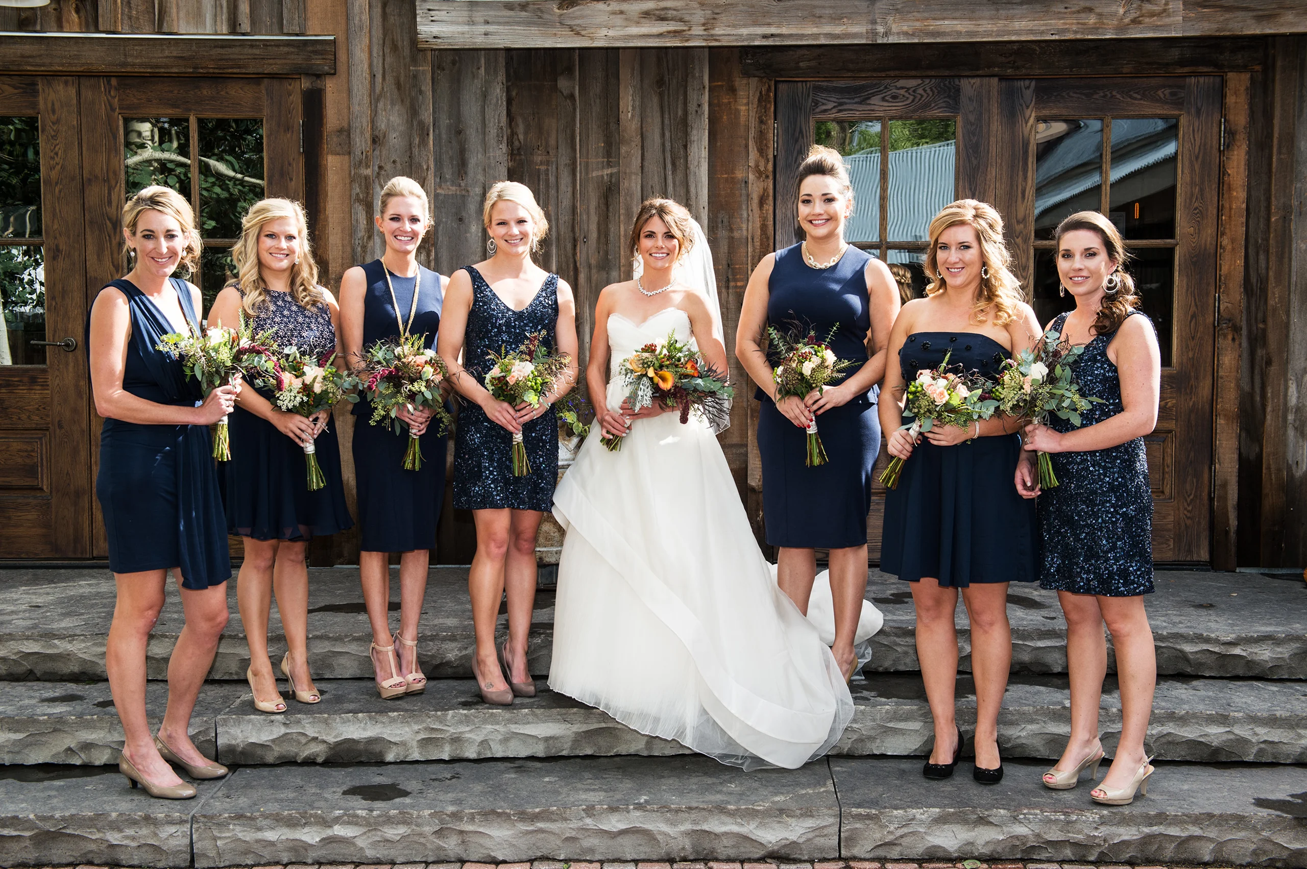 Bride and her bridesmaids at Scarp Ridge Lodge.