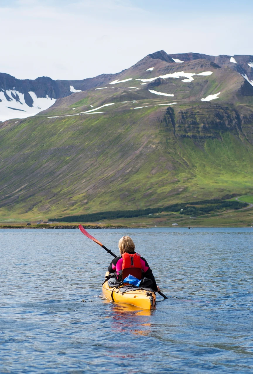 Woman Kayaking In Iceland