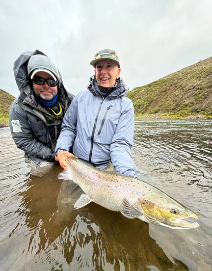 Angler and Guide with an Icelandic fish