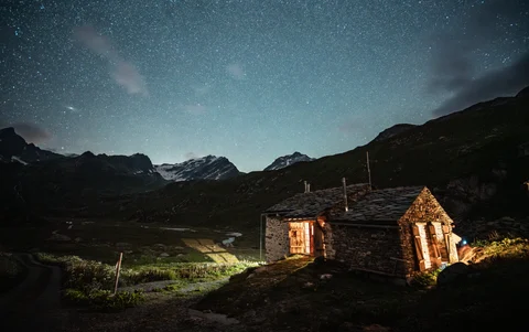 A view of the starry sky at night at one of the hiking stops in France.