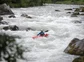 Inflatable kayaking in the French Alps.