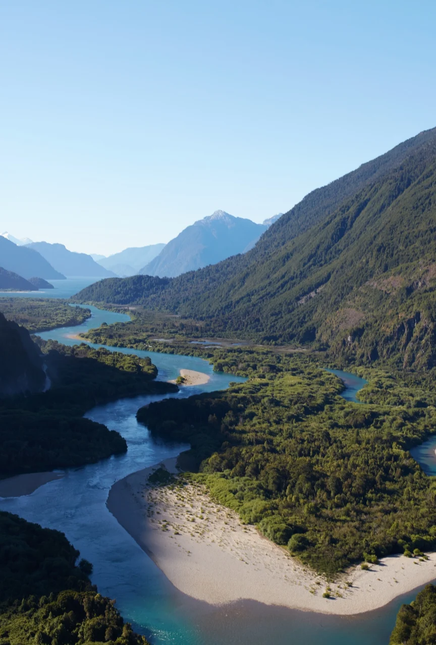 A river winds through Patagonia.