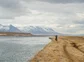 A fisher at river's edge in Iceland.