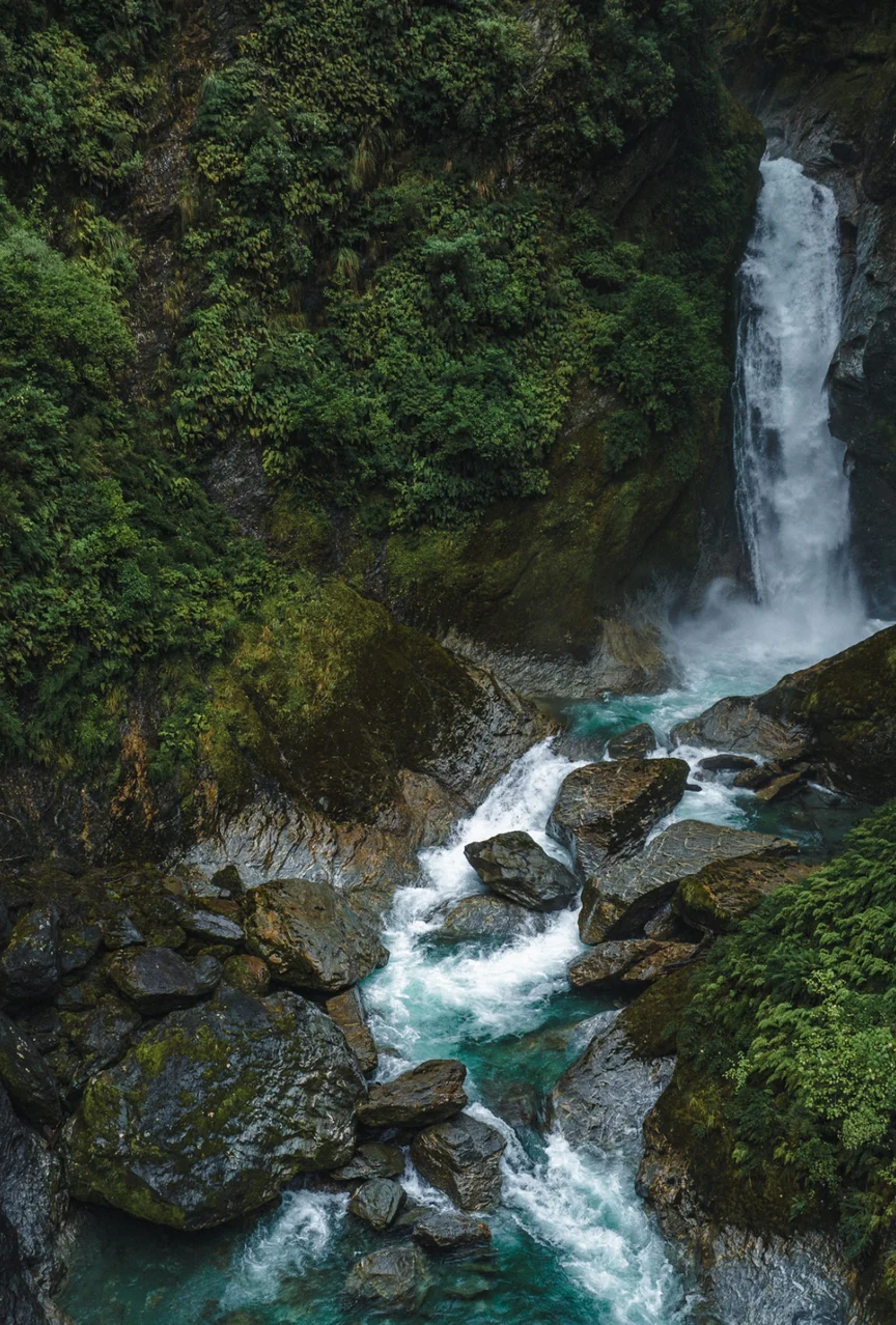A waterfall in New Zealand.