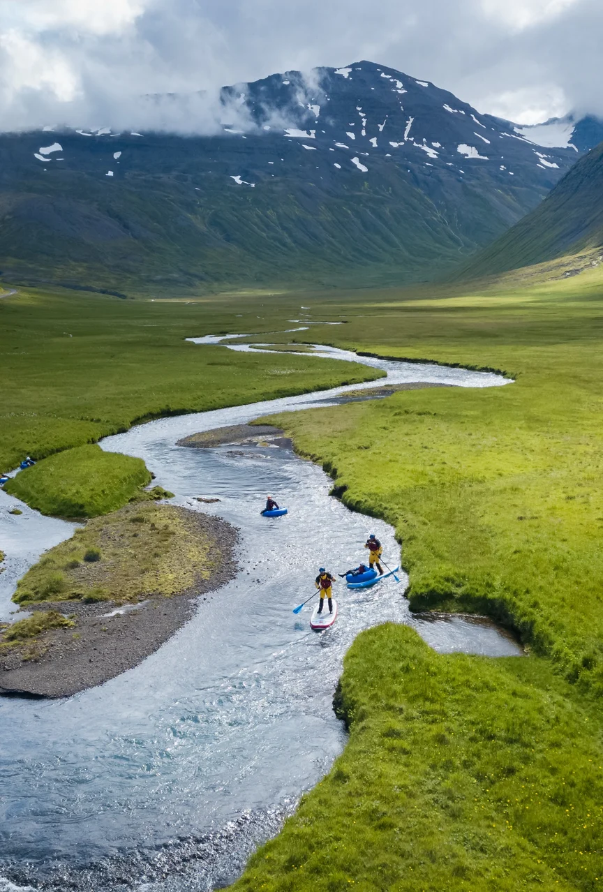 Stand up paddleboarding in Iceland.