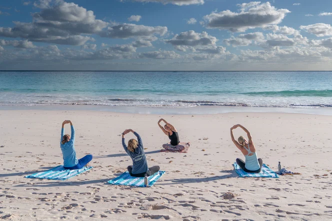 Yoga Pink Sand Beach Bahamas