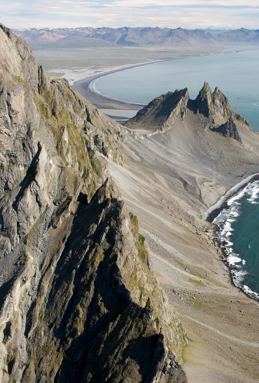 Aerial view of Iceland's coast.