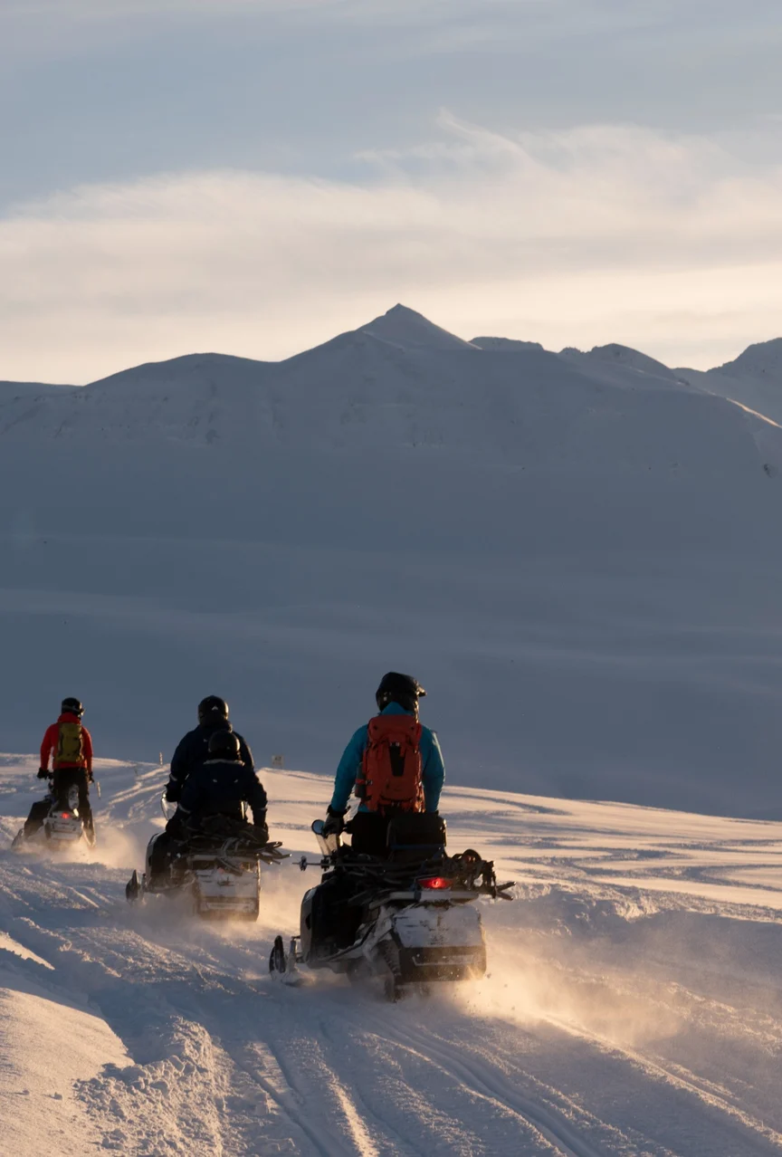 Snowmobiling in Iceland.
