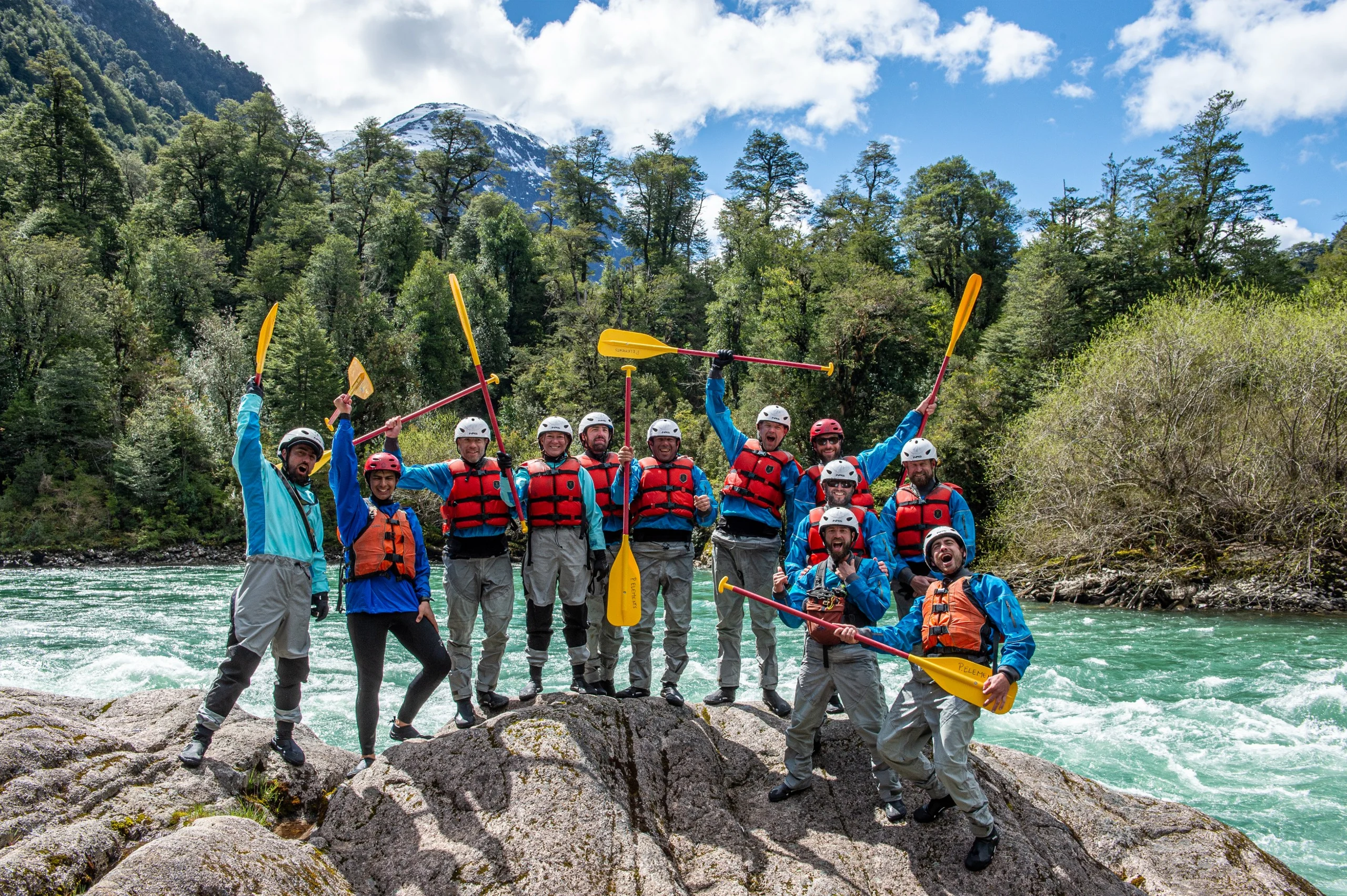 A group of friends on a river rafting adventure.