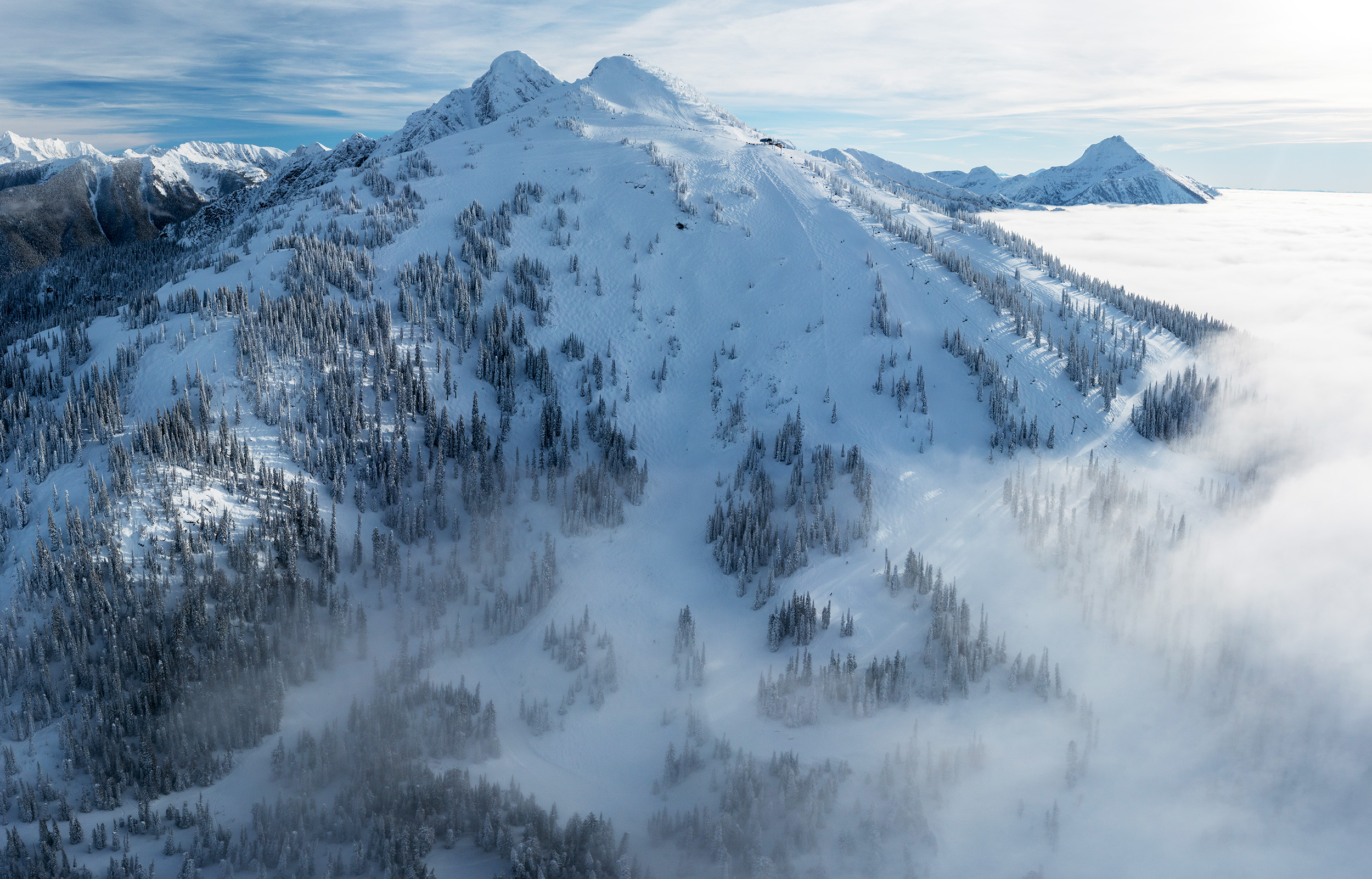 Ski lines at Revelstoke Mountain Resort.