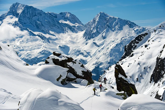 Group of skiers touring in France