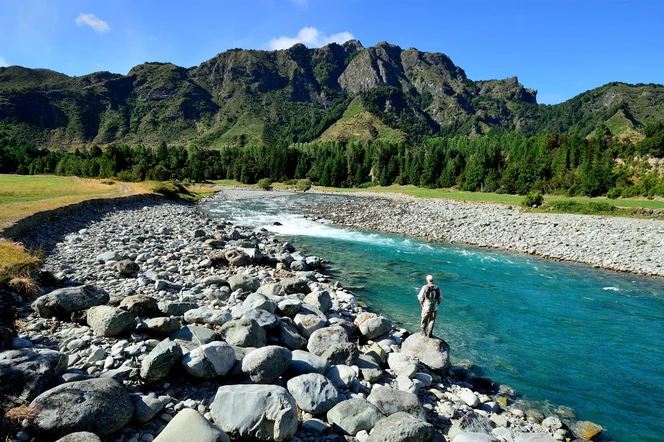 A fisher casting a line in Owen River.