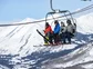 A group of friends on a ski lift.