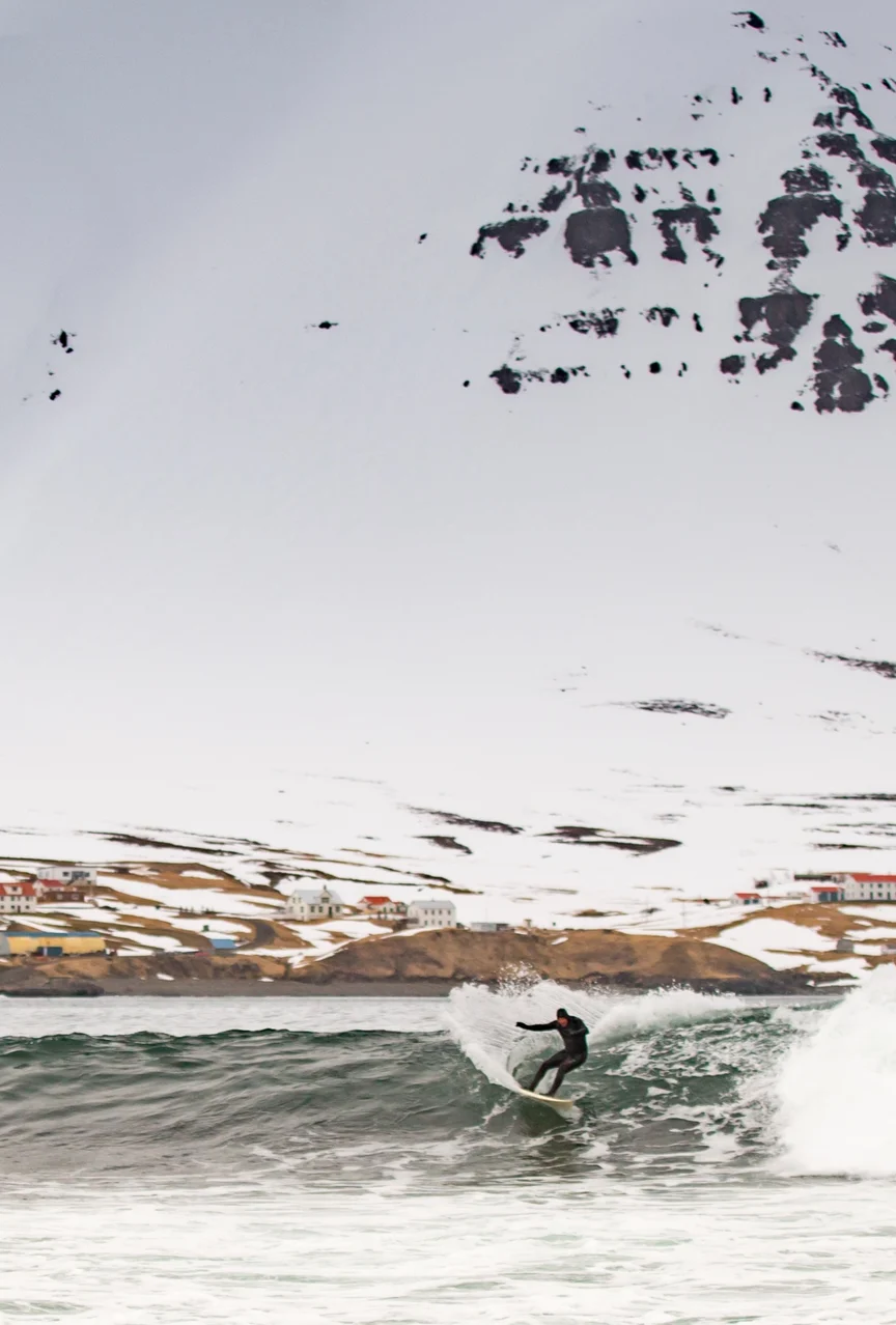Surfing in Iceland.
