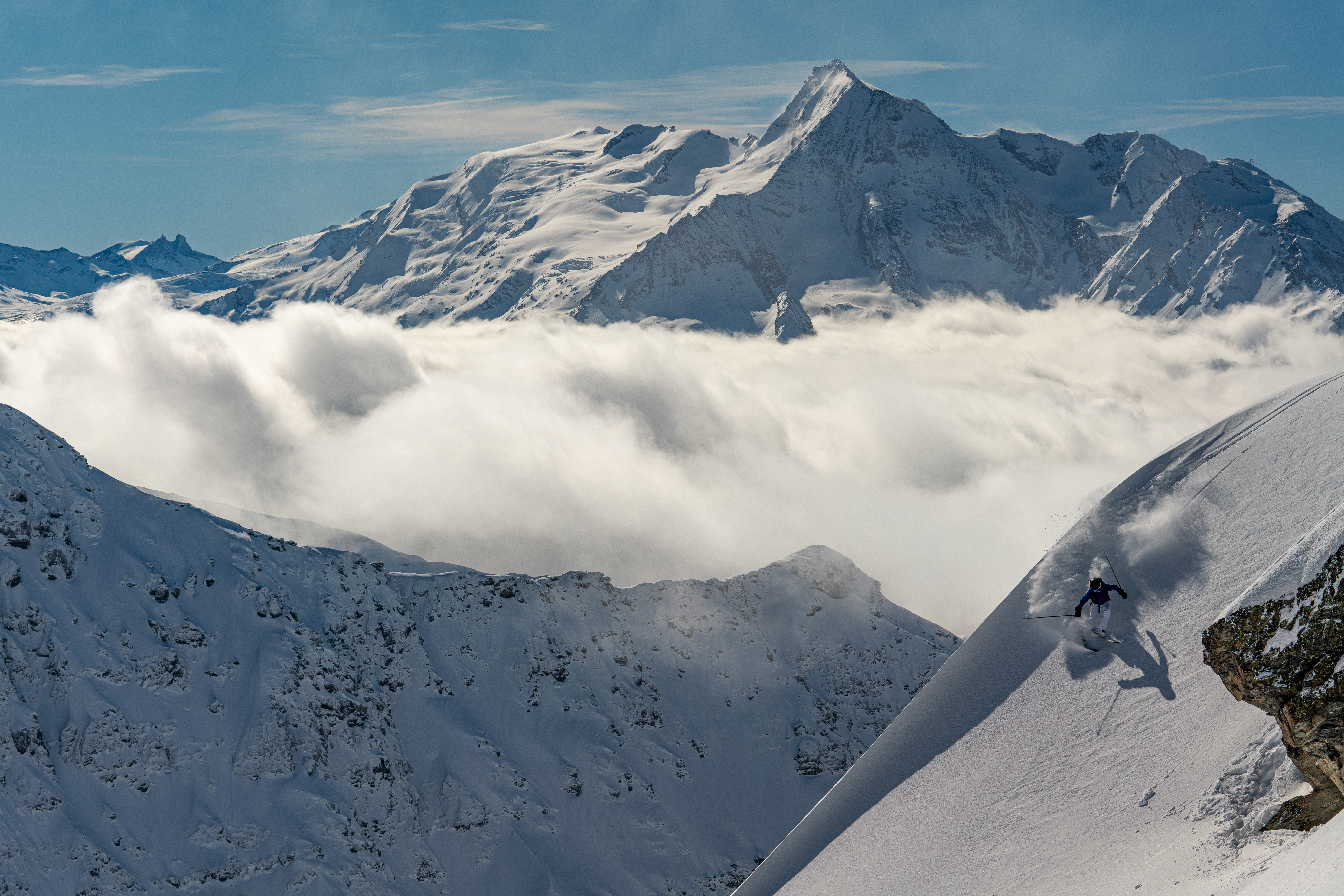 Heli skiing in the French Alps.