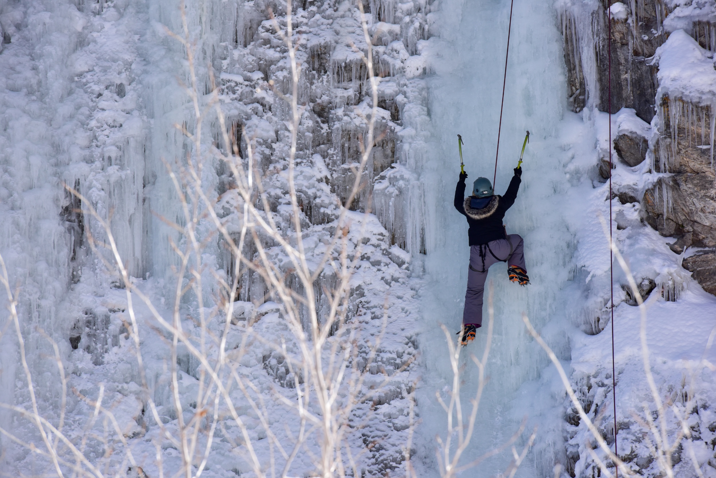 Ice climbing in Colorado.