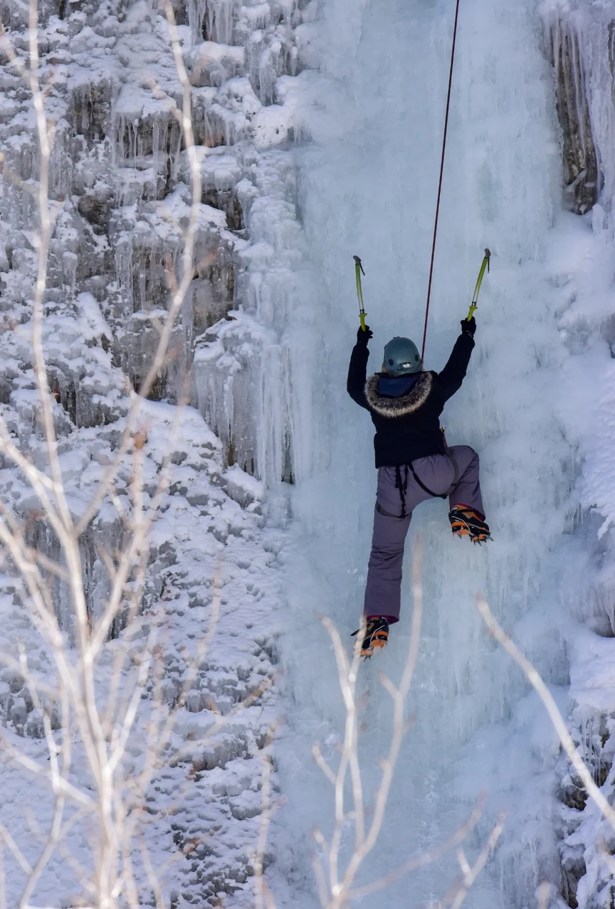 Ice climbing in Colorado.