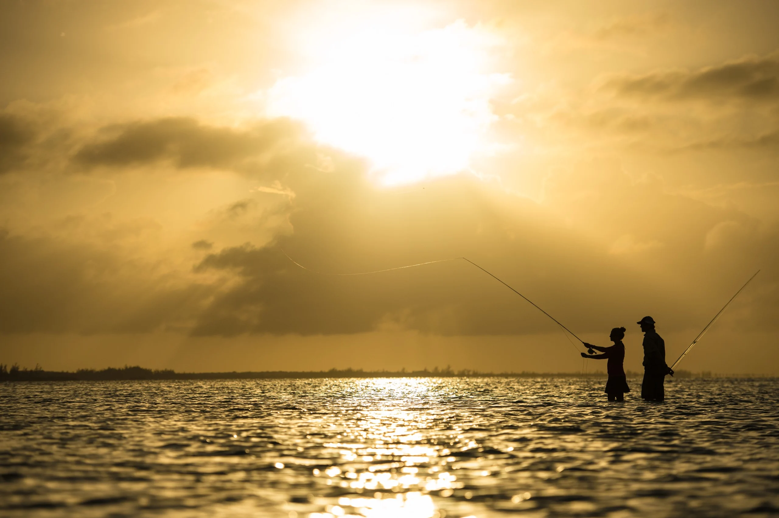 An angler casting for bonefish.